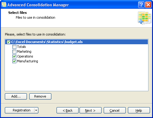 Select several sheets