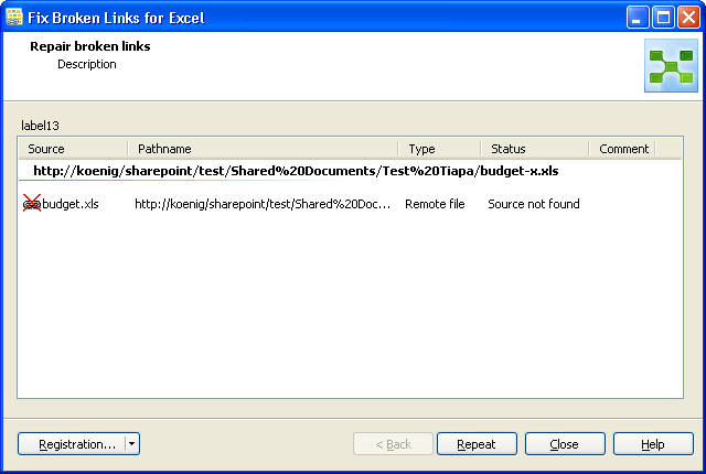 Repair links - Source not found