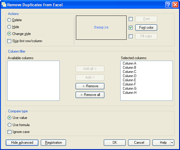 Click to view <b>Remove Duplicates</b> from Excel 1.1.5 screenshot