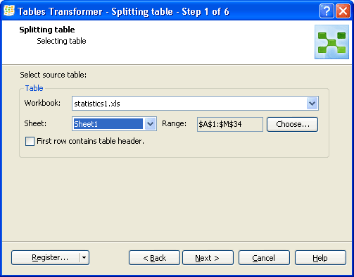 Selecting table